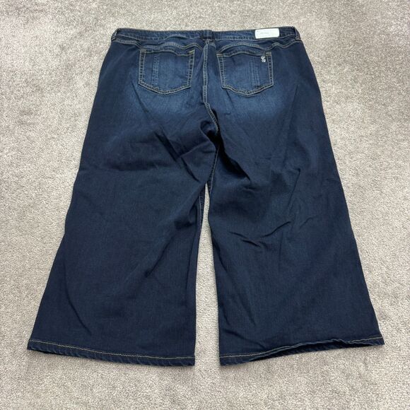 Slink Curvy Wide Leg Cropped Denim Jeans Womens 18 Blue Dark Wash Casual 42x22 - Picture 2 of 16